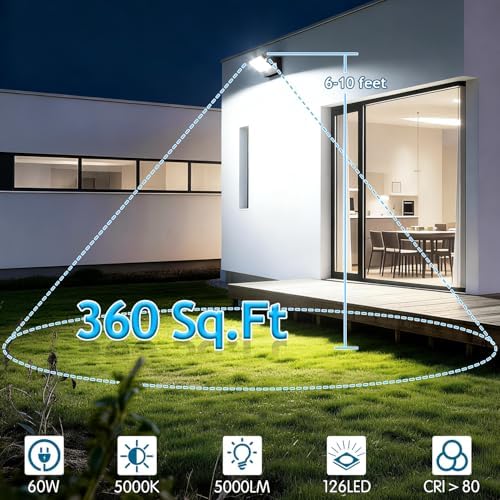 60W LED Outdoor Wall Lights 360° Rotatable 5000K IP65 - Image 5