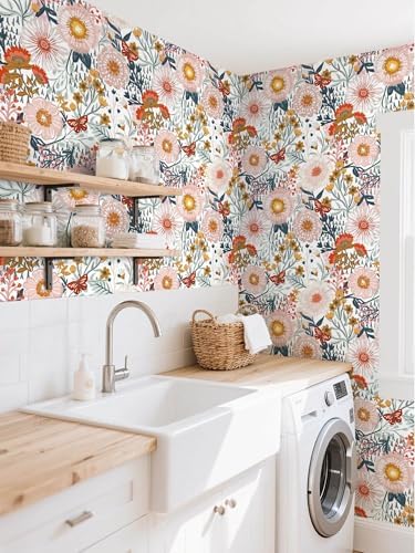 Dimoon Floral Wallpaper Peel and Stick Wallpaper Boho Retro Contact Paper - Image 6
