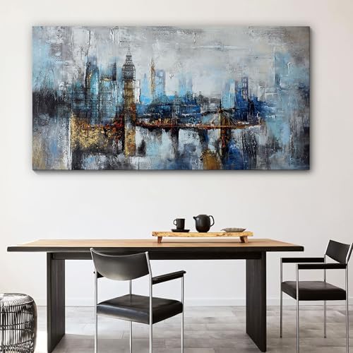 Pogusmavi Large Wall Art for Bedroom Abstract City View Canvas Art Modern Home by Pogusmavi