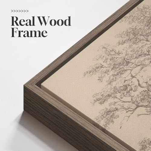 Large Vintage Framed Tree Landscape Wall Art - Image 5