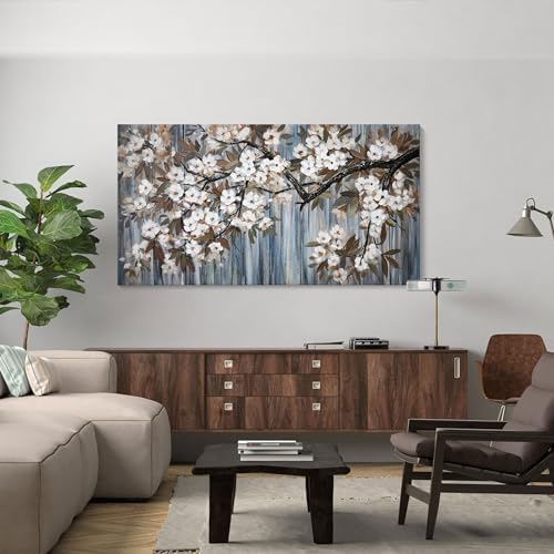 Large Canvas Wall Art for Living Room Wall Decor Abstract White Flower Tree - Image 3