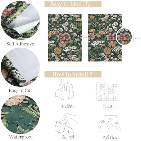 Orainege Peel and Stick Wallpaper Boho Vintage Floral Wallpaper - Image 5