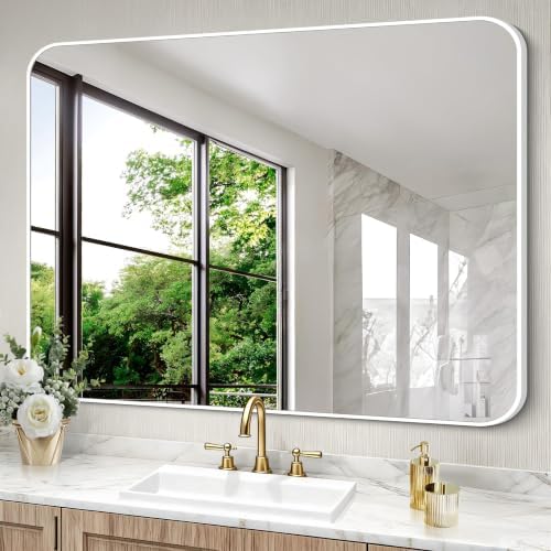 BONEWEI White Bathroom Mirror, 55x36 inch Wall Mirror - Image 3
