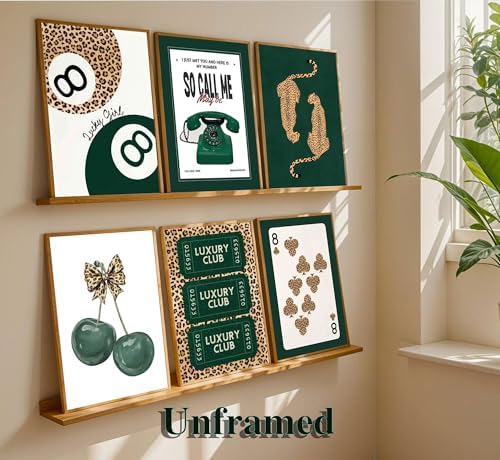 HHB 6Pcs Trendy Green Leopard Canvas Wall Art Unframed 8x10in - Image 5