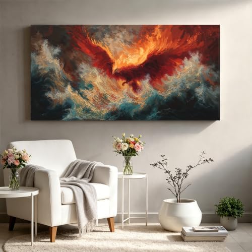 Large Wall Art Decor 29"x58" Retro Fire Phoenix Wall Art - Image 2