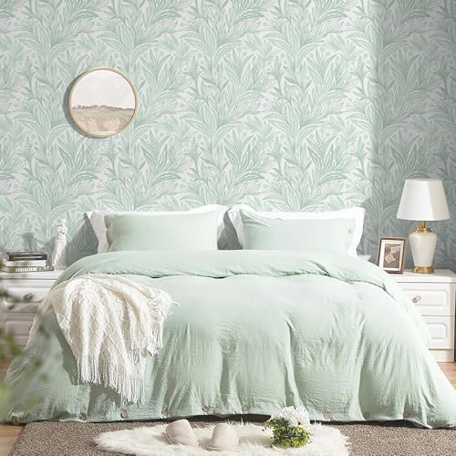 Dimoon 17.3" X 98.4" Peel and Stick Wallpaper Green White Boho Contact Paper - Image 2