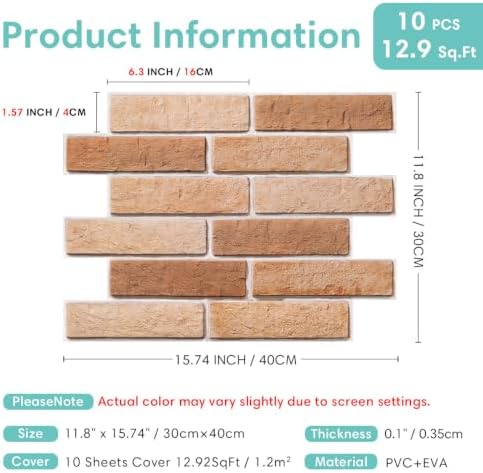 Commomy 3D Faux Brick Peel and Stick Wall Sticker - Image 5