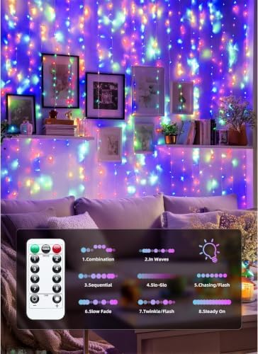 Brightown 300 LED Fairy Curtain Lights, 9.8ft x 9.8ft Curtain String Lights - Image 5