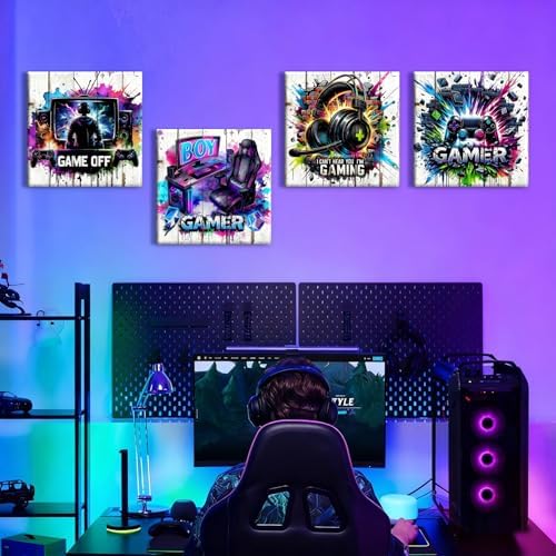 Gaming Wall Art Teen Boys Bedroom Decor Neon Game Accessories Poster Cool - Image 5