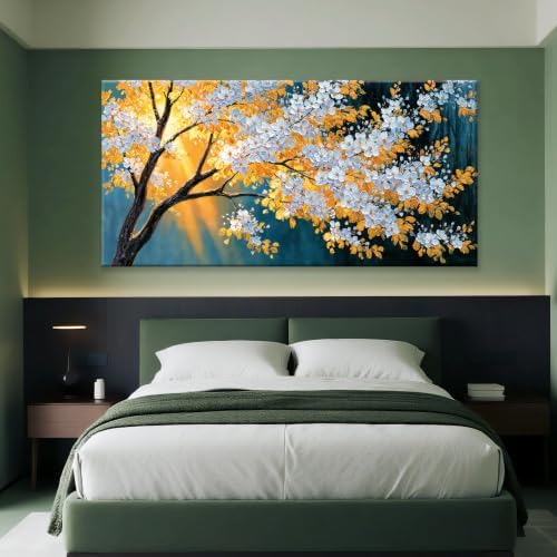 Modern Large Yellow Flower Tree Wall Art - Image 5