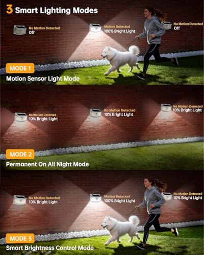 Aootek Solar Motion Sensor Lights Outdoor 120 LEDs, 6 Pack - Image 3