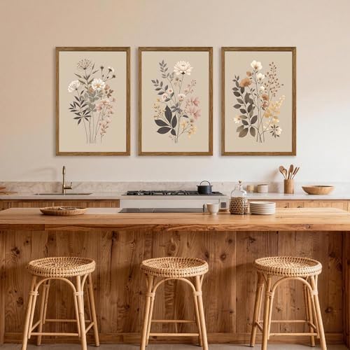 AVECCO 3 Piece Sage Eucalyptus Botanical Framed Canvas Wall Art 20x30 in - Image 5