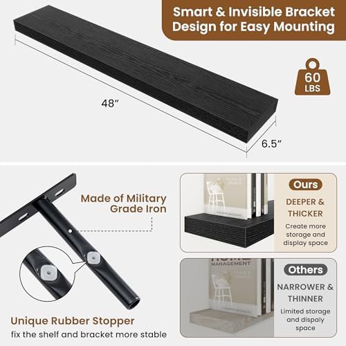 Floating Shelves for Wall, Wall Mounted Wood Shelves - Image 3