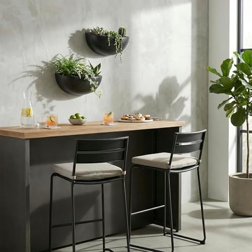 MyGift Matte Black Ceramic Indoor Wall Planter, 12 Inch Semi Circle Hanging - Image 6