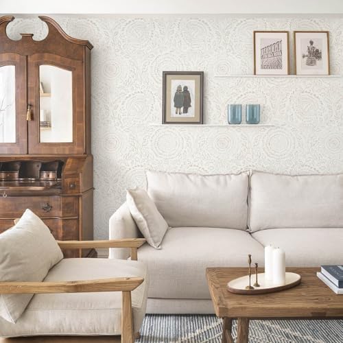 Ismoon Peel Stick Wallpaper Boho Beige Neutral Vintage Floral Contact Paper - Image 6