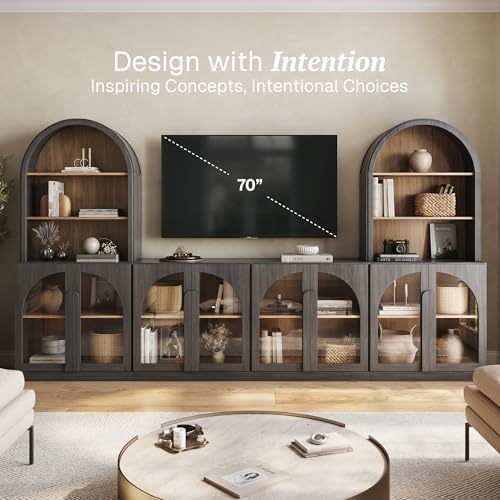 BELLEZE Bijou 126" Wall Unit 6-Piece Modular TV Stand - Image 3