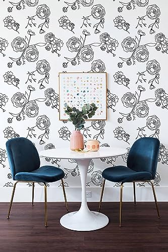 Safiyya 118"x17.3" Peel and Stick Wallpaper Black and White Contact Paper - Image 3