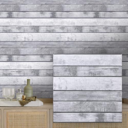 COMSTICKC 3D Faux Wood Wall Sticker Shiplap Peel and Stick by COMSTICKCDECOR