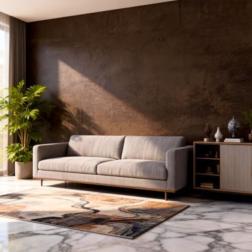 Bumoo Brown Peel and Stick Limewash Wallpaper 16'' x 590'' Coffee Concrete - Image 3