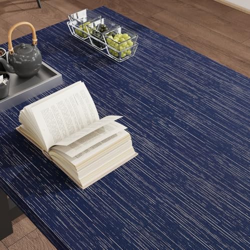 CRE8TIVE Dark Blue Grasscloth Wallpaper Peel and Stick Fabric Woven Textured - Image 4