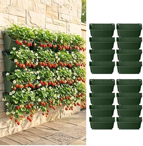 LaLaGreen Vertical Garden Planter – 16 Pack 13 Inch Dark Green Wall Mounted by L%C3%A1L%C3%A1Green