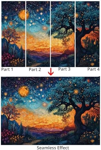 Colorful Large Wall Mural Wallpaper Starry Sky Trees Landscape Van Gogh - Image 5