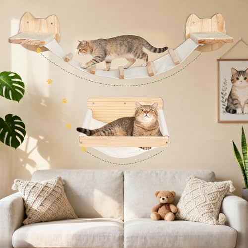 Cat Wall Shelves and Hammock Set, Cat Bridge - Image 7