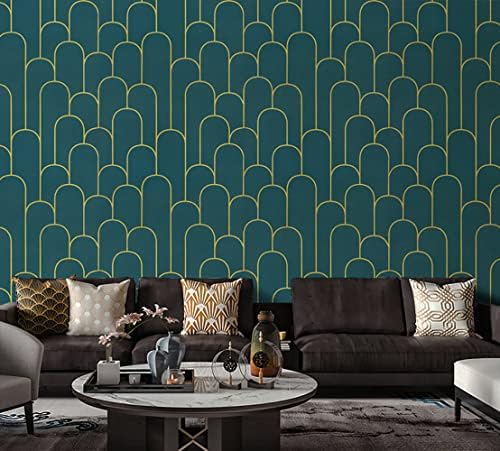 Yasinet Peel and Stick Wallpaper Green and Gold Wallpaper Dark Green Contact - Image 3