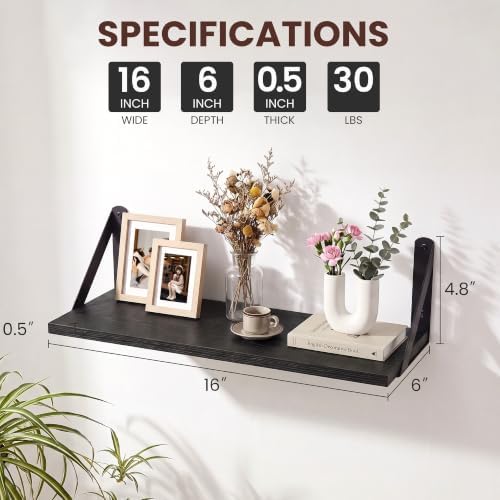 Wall Shelves Black 6 Inch Deep, 16x6 Inch - Image 3