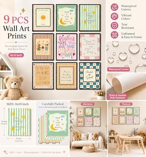Christian Kids Wall Art Set of 9, Bible Verse Prints - Image 3