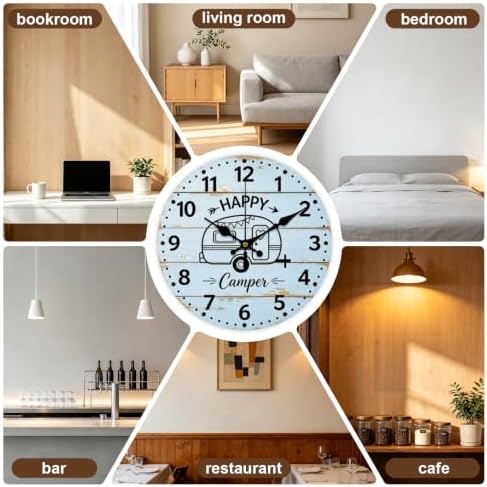 Happy Camping Wall Clock Silent Non-Ticking 12" - Image 5