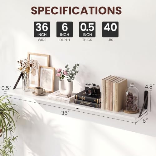 White Shelves for Wall 36x6 Inch - Image 3
