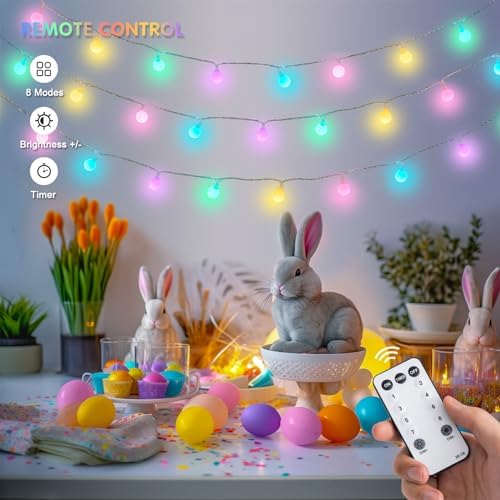 JMEXSUSS 33 ft 100 LED Connectable Globe Easter Lights String Indoor - Image 6