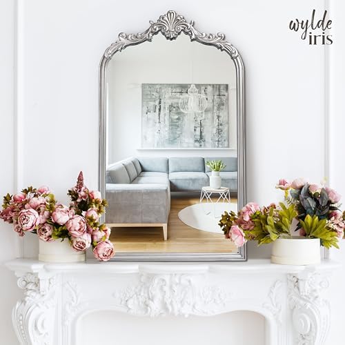 Wylde Iris English Estate Carved Arch Wood Wall Mirror, Mirror - Image 2