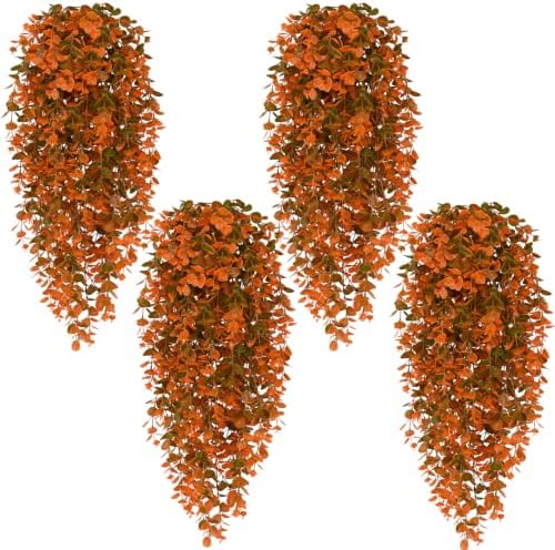 Waipfaru 4Pcs Fake Hanging Plants, Eucalyptus Leaves Fake Vines Fall Decor by Waipfaru