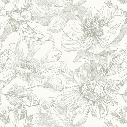 Dimoon 78.7"x17.3" Green Beige Floral Peel and Stick Wallpaper Vintage French by DIYYOURMOON
