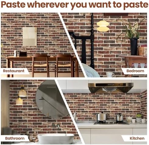3D Red Brick Wall Panels Peel and Stick - Image 4