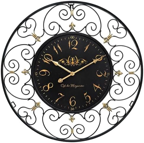 30 Inches Large Wall Clock, Farmhouse French Vintage Wall Clock, Silent Battery by MACVAD