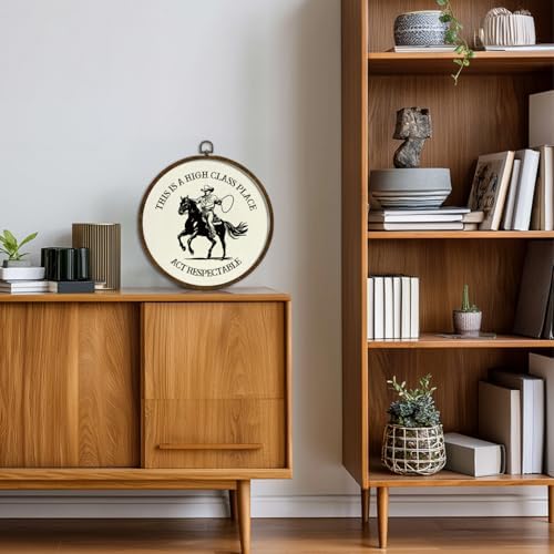 Round Wall Art Framed, Funny Cowboy Round Wall Decor –This Is a High Class - Image 5