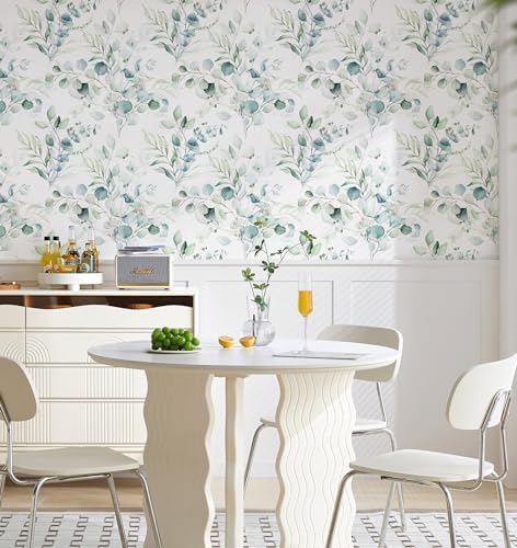 HAOKHOME Green Wallpaper Peel and Stick Botanical Bathroom 17.3in x 32.8ft - Image 2