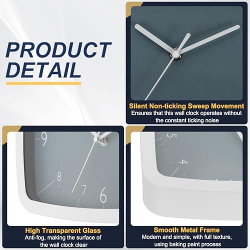 PATIKIL 11 Inch Rectangle Wall Clock, Silent Non-Ticking Modern Wall Clocks - Image 3