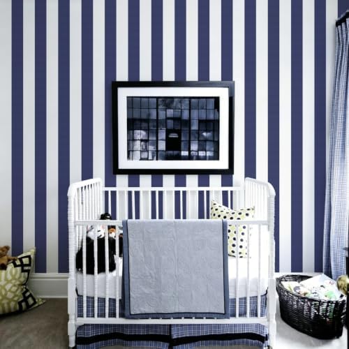 Jeweluck Blue Striped Wallpaper Peel and Stick Wallpaper 17.7”x196.8” - Image 4