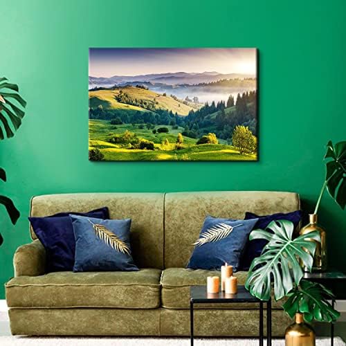 Sunrise Mountain Wall Art Misty Forest Landscape Canvas Picture Living Room - Image 3