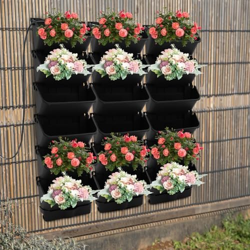 Self-Watering Wall-Mounted Planter, 18 Pots Wall Mounted Plastic Plant Grow Pot - Image 2
