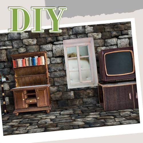 Flutesan 12 Pcs Miniature Dollhouse Wallpaper, Stone Pattern - Image 5