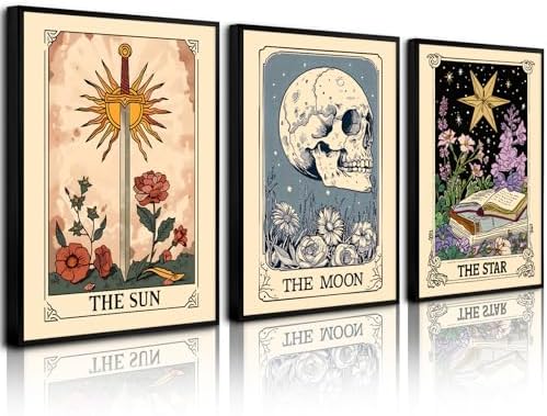 Pouydmi Tarot Card Wall Art Sun Moon Canvas Wall Decor Mystical Astrology Wall by Unknown