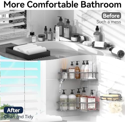 YASONIC Corner Shower Caddy Adhesive, 100% Rustproof Shower Organizer - Image 7