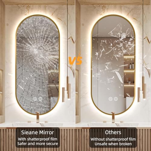 20" W x 32" H Gold Oval LED Bathroom Mirror - Image 5
