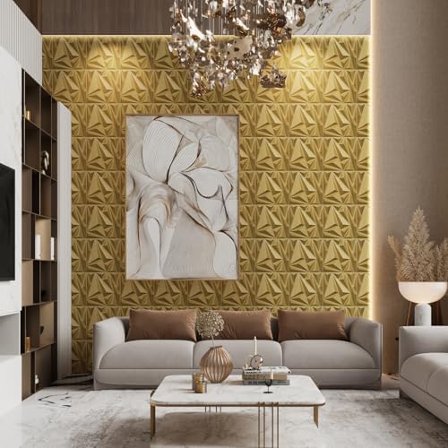 STICKGOO 33 Pack 3D Wall Panels, Brushed Gold - Image 4