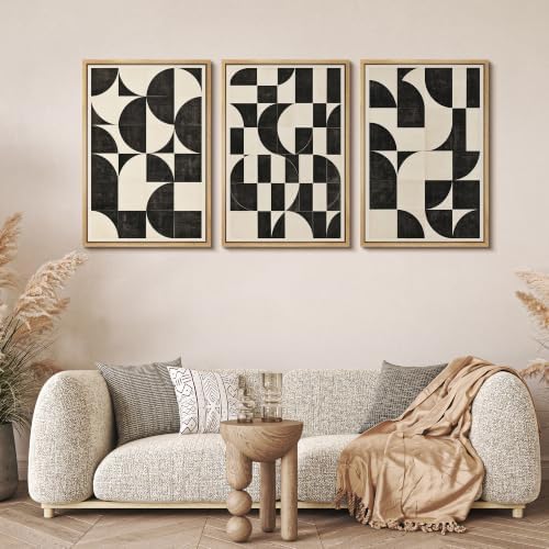 MUDECOR Framed Canvas Print Wall Art Set Geometric Blocks - Image 2